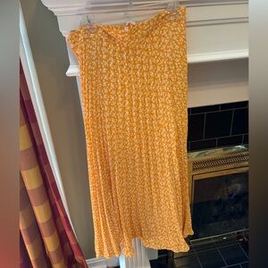 Skies Are Blue Floral Mustard Midi Skirt